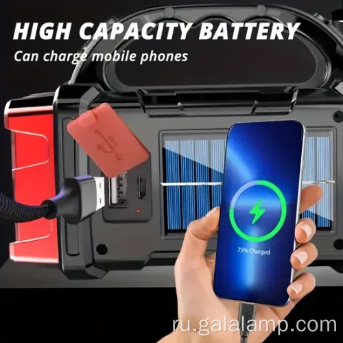 Солнечный USB-зарядный фонарик светодиодного фонаря